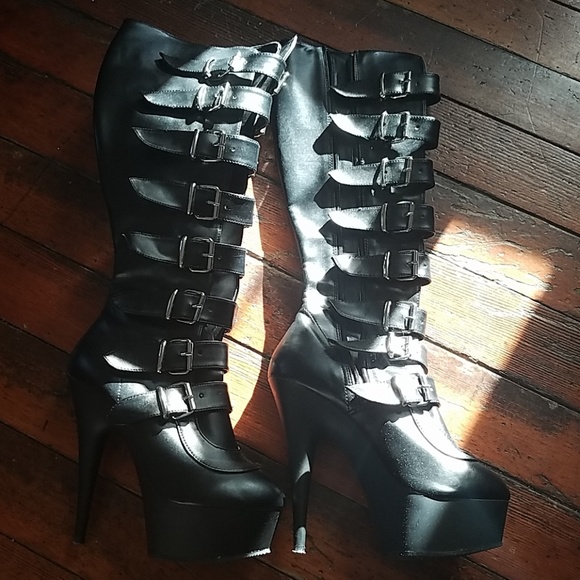 pleaser buckle boots